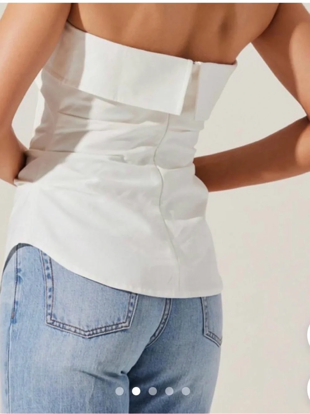 BNWT Astr Nessah White Strapless Asymmetrical Ruched Button Up Top